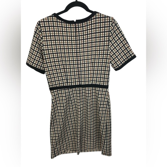 Shelby&Palmer Tan Plaid Short Sleeve Dress with Buttons Size 6 Women’s EUC - Picture 2 of 12